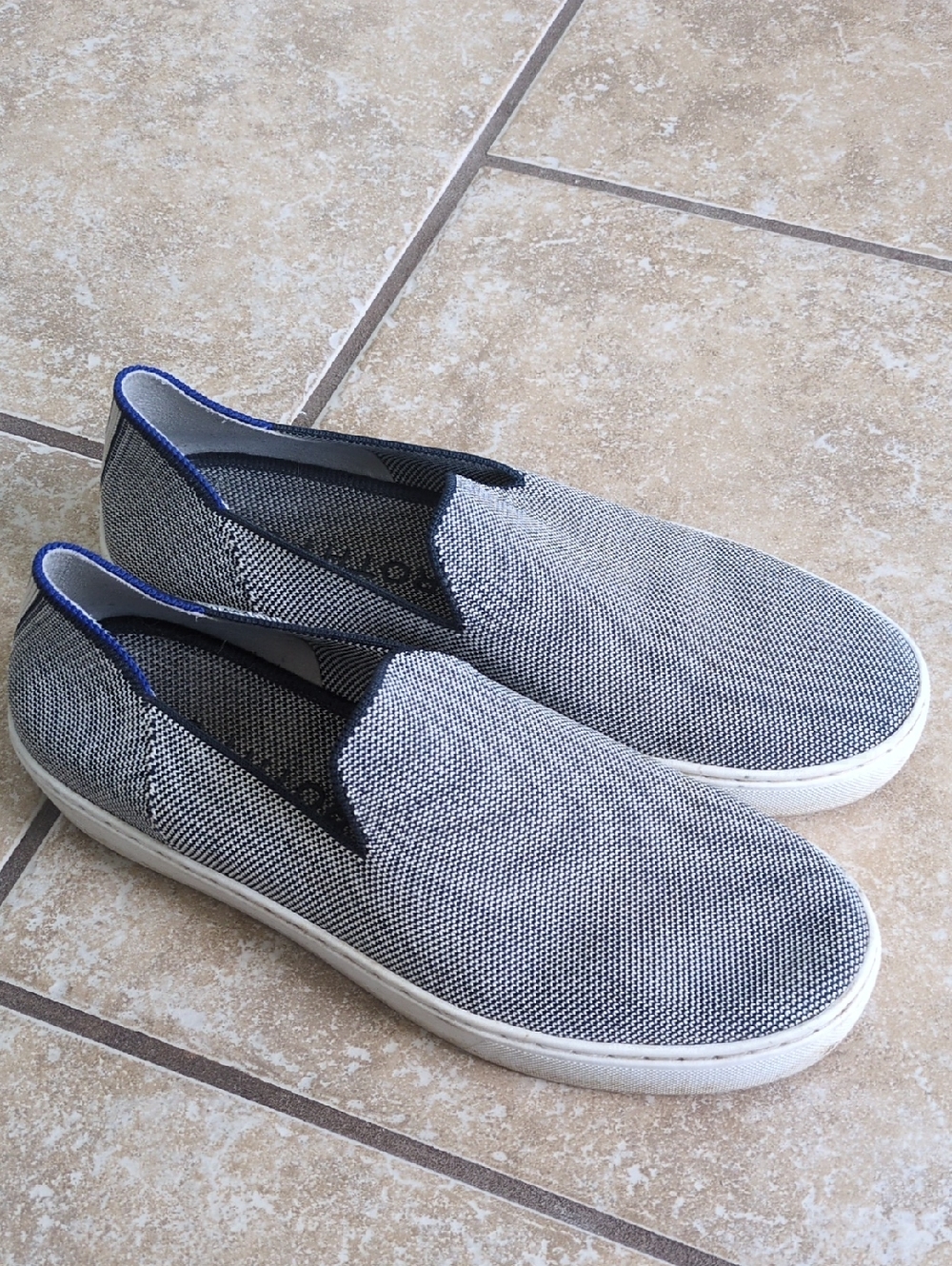 Rothy's Blue and White Slip-On Loafers